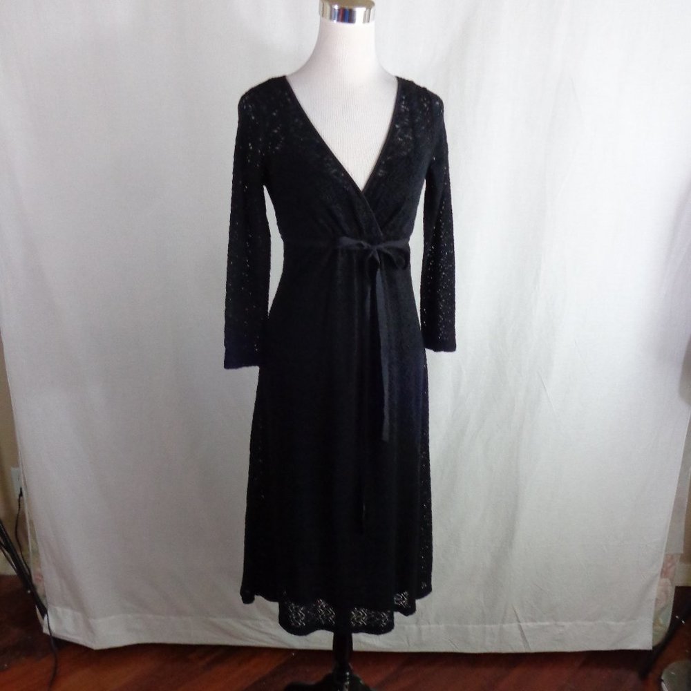 LOFT | Dresses | 4 Ann Taylor Loft Black Lace Open Knit Midi Dress |  Poshmark